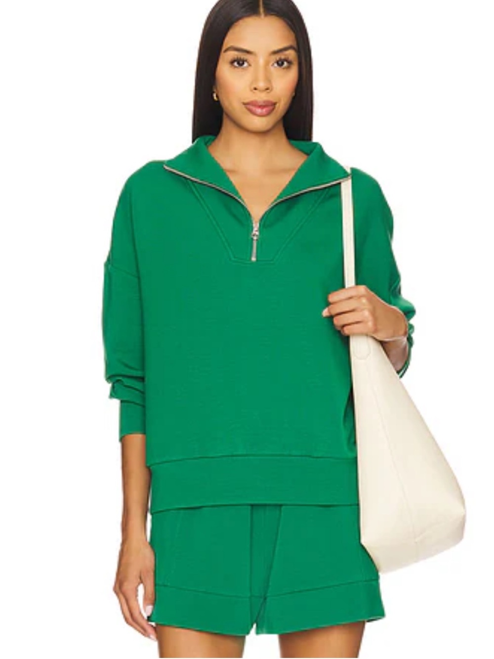 Varley Hawley Half-Zip Sweatshirt Double Soft Anthropologie sz Medium NEW green - Picture 3 of 16